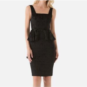 NWOT ALICE + OLIVIA Yodi Brocade Black Peplum Dress Women's Size 2